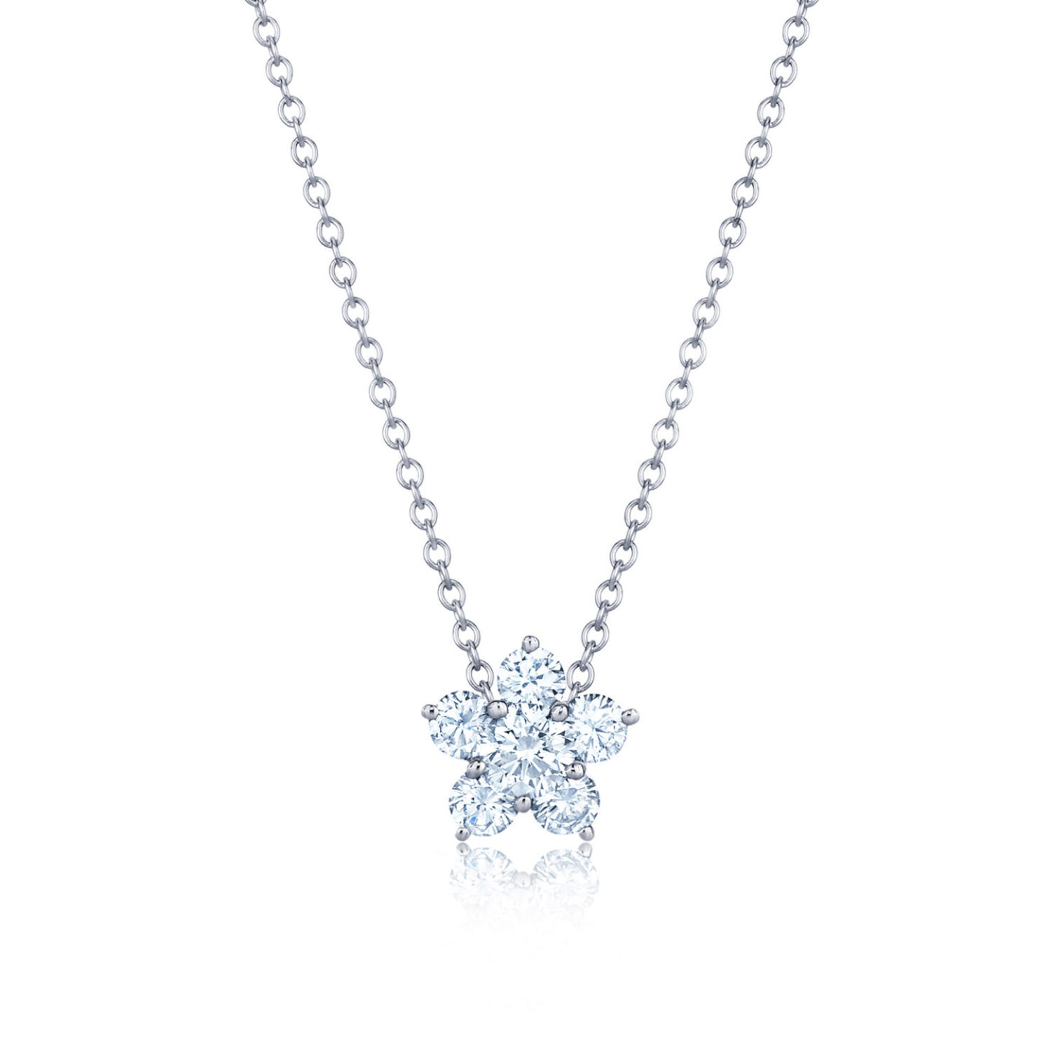 Floral Cluster Diamond Pendant in 18K White Gold