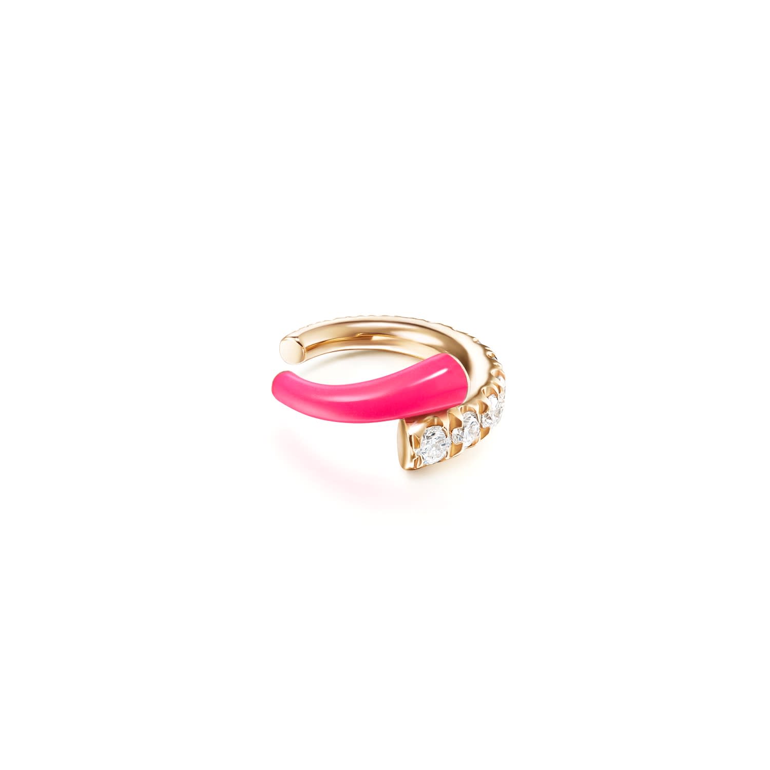 Lola Ear Cuff in 18K Rose Gold with Neon Pink Enamel and Diamonds