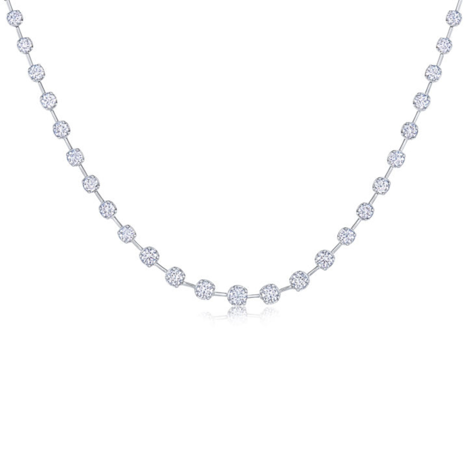 Diamond Starry Night Partway Necklace in 18K White Gold