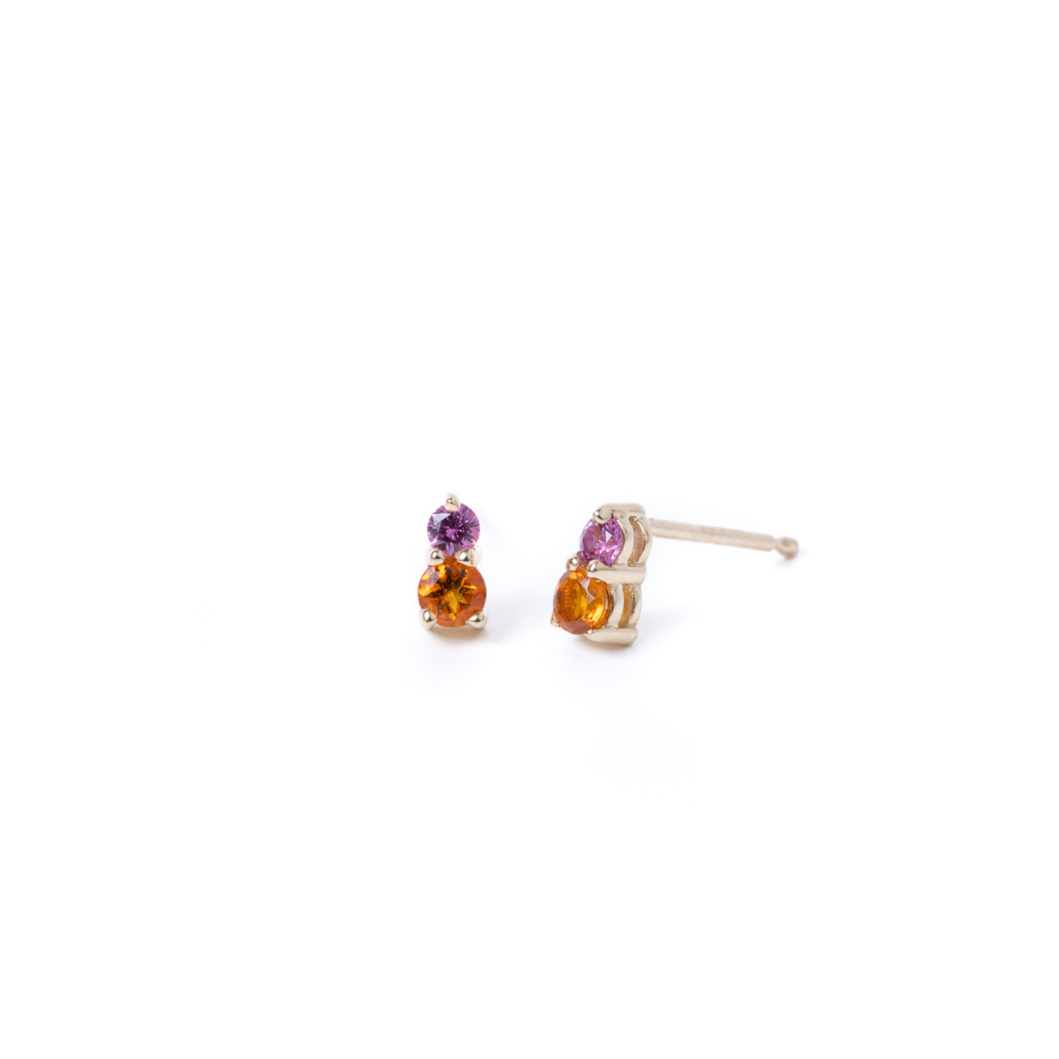 Mini Capella Studs in Pink Sapphire & Citrine 14K Yellow Gold
