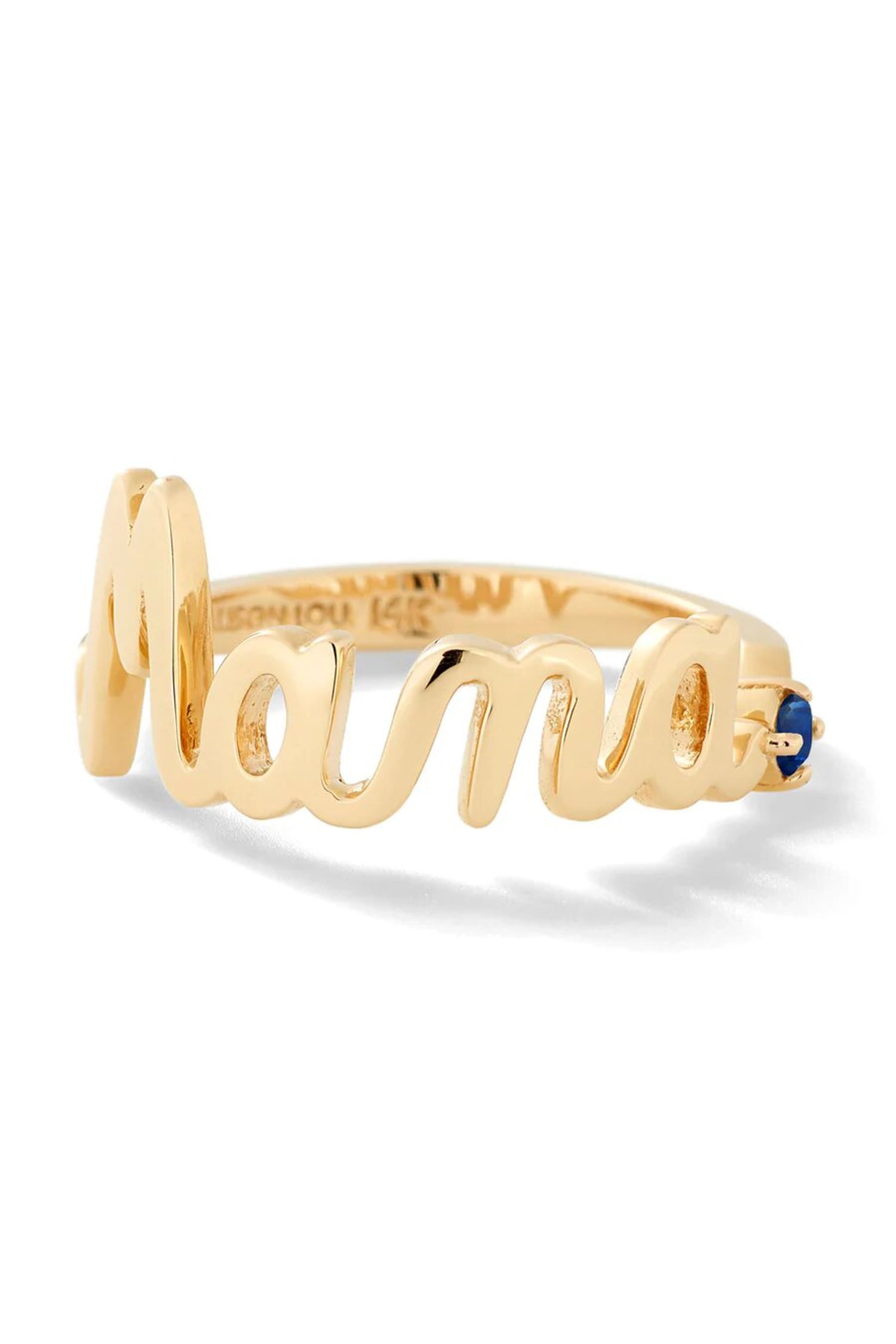 Blue Sapphire Mama Ring in 14K Yellow Gold