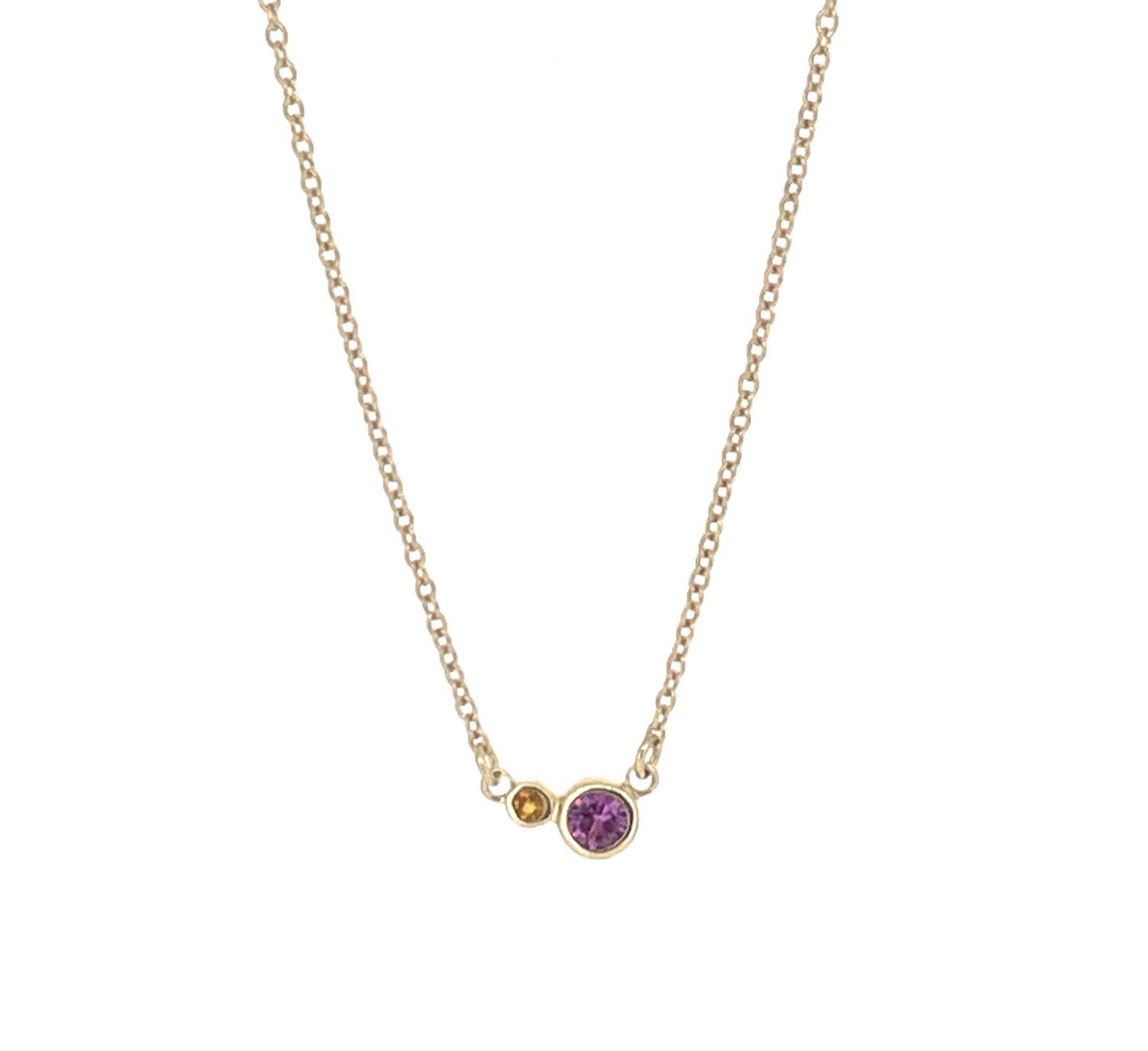 Mini Capella Necklace with Pink Sapphire and Citrine in 14K Yellow Gold