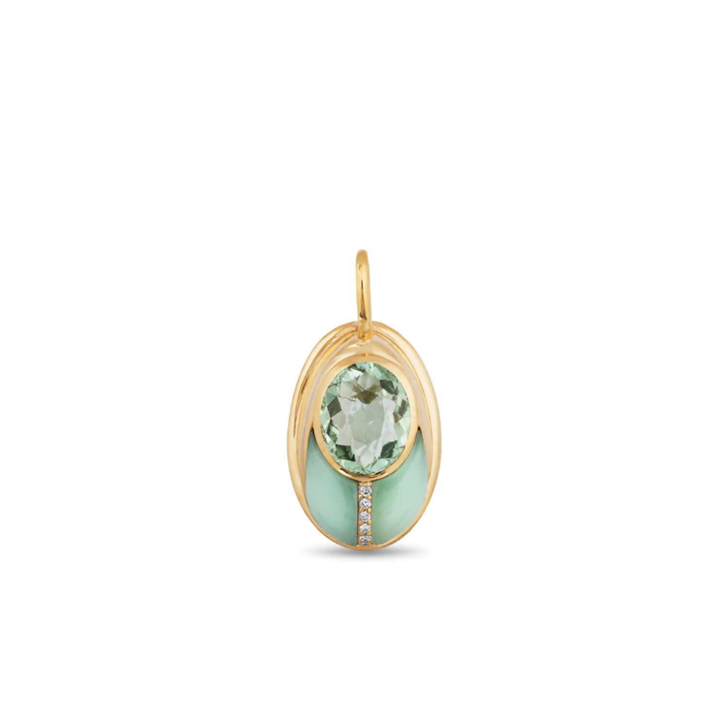 Mint Opal and Mint Tourmaline Love Bug Pendant in 14K Yellow Gold