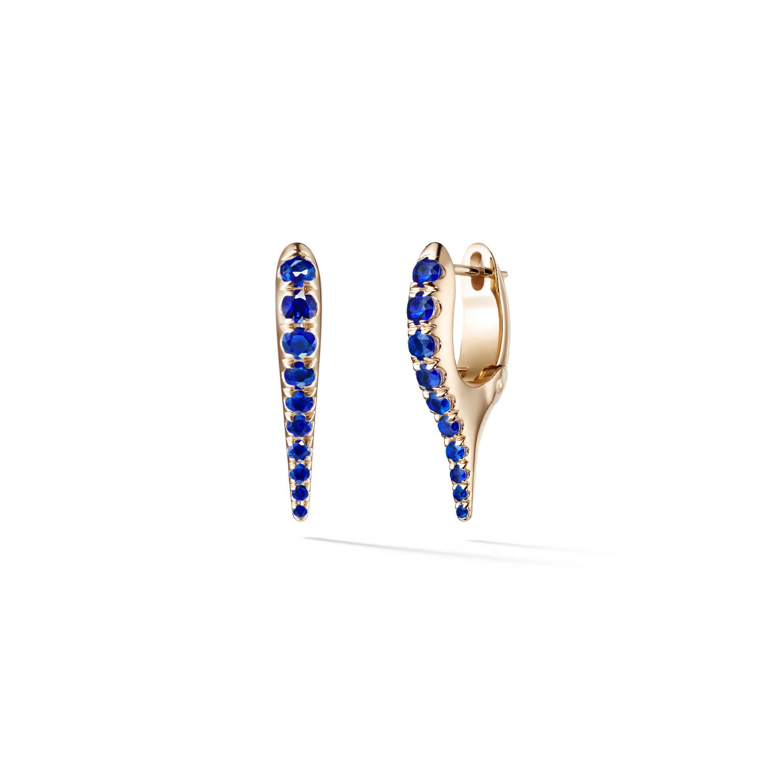 Mini Lola Needle Earrings with Blue Sapphires in 18K Yellow Gold