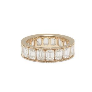 Emerald Cut Diamond Heirloom Band with Diamonds