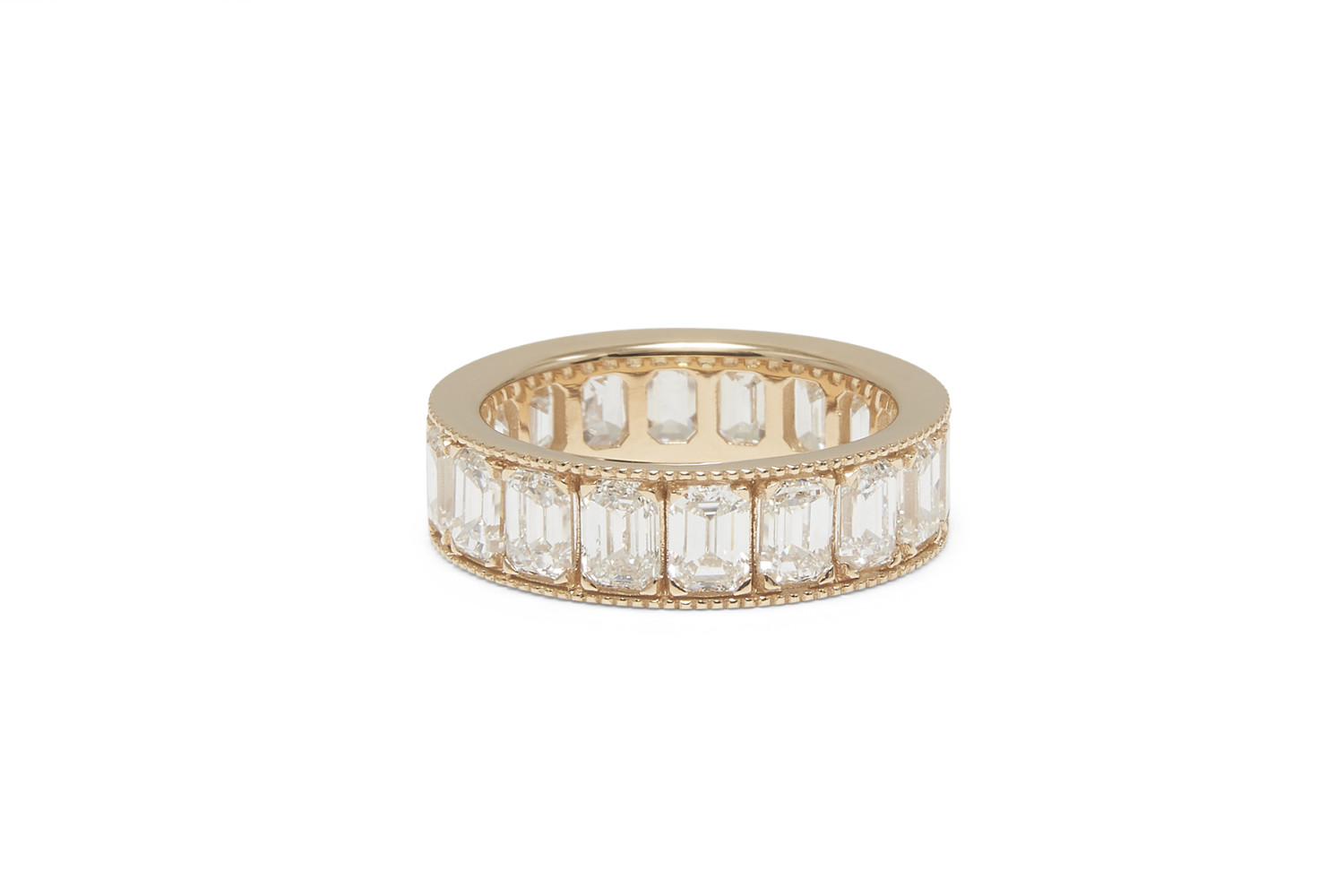 Emerald Cut Diamond Heirloom Band with Diamonds