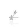 (Single- Right) Diamond Double Star Stud Earring in 14K White Gold