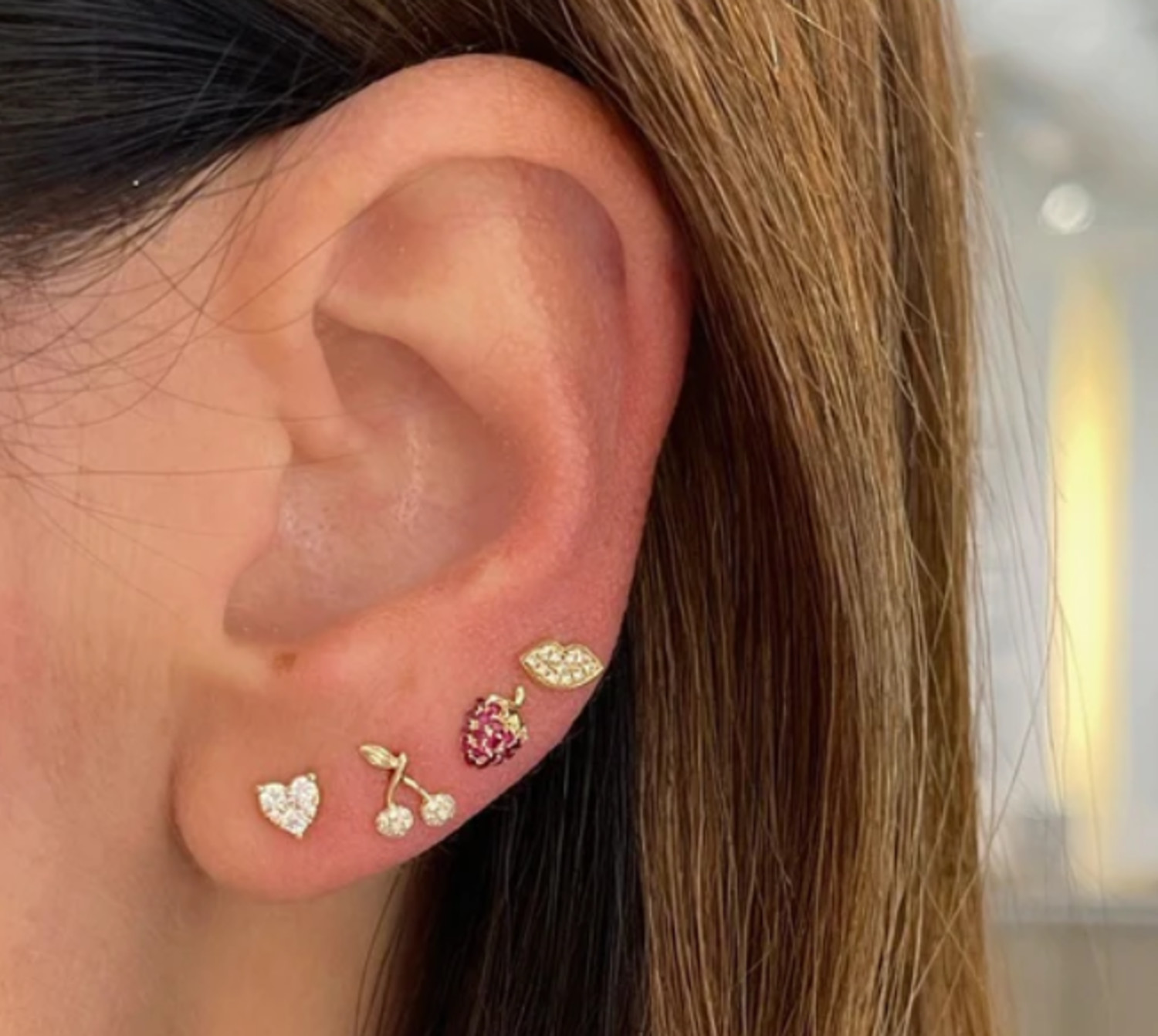 Cherry earrings studs clearance