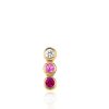 (Single) Diamond Pink Sapphire Ruby Vertical Fade Triple Bezel Stud in Yellow Gold