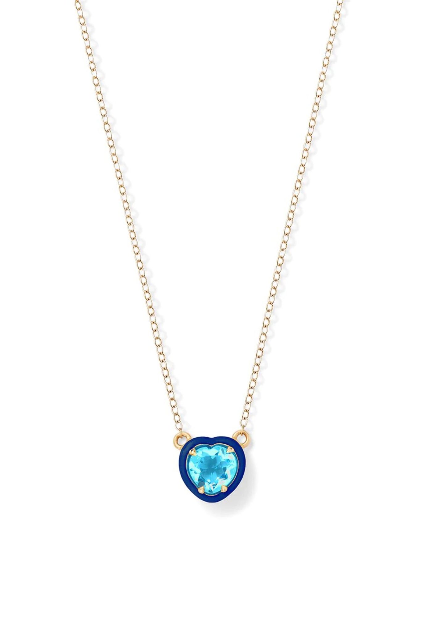 Blue Topaz Heart Cocktail Necklace in 14K Yellow Gold - M. Flynn