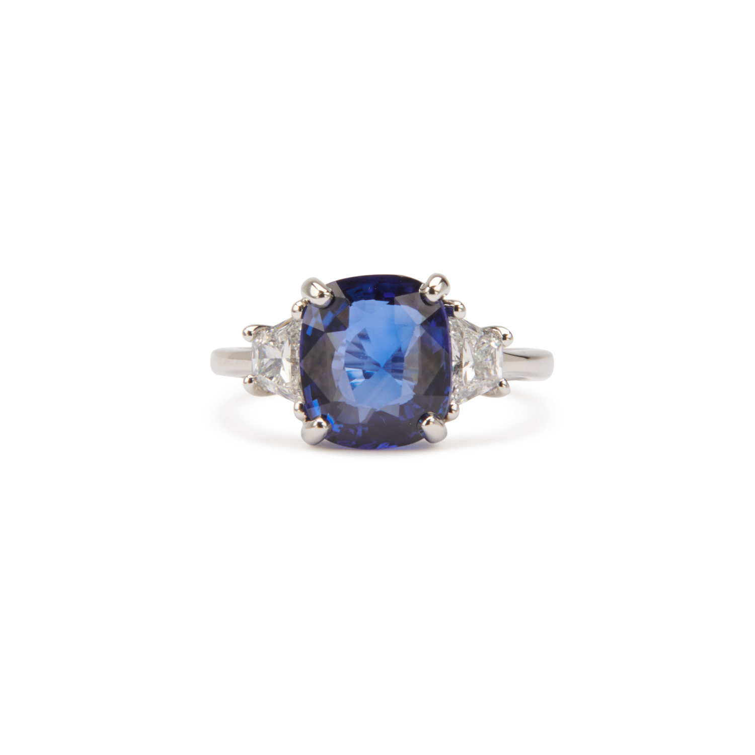 CUSTOM The Victoria Cushion Sapphire Engagement Ring with Trapezoid Side Stones