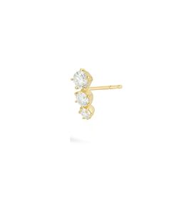 Single 3-Stone Ara Stud in 18K Yellow Gold