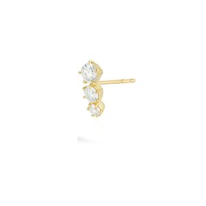 Single 3-Stone Ara Stud in 18K Yellow Gold