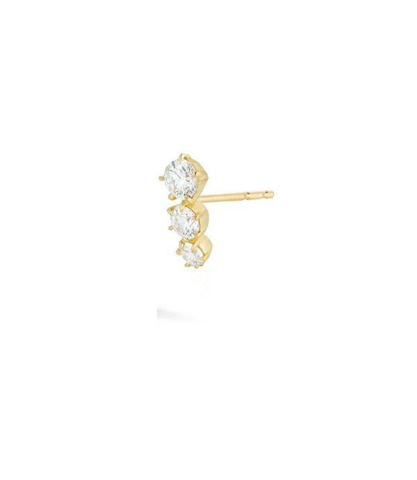 Single 3-Stone Ara Stud in 18K Yellow Gold