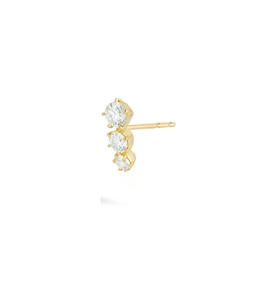 Single 3-Stone Ara Stud in 18K Yellow Gold