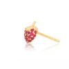 (Single) Mini Ruby Strawberry Stud in 14K Yellow Gold