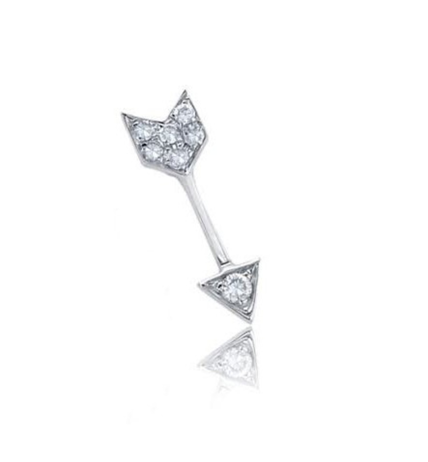 (Single) Diamond Mini Arrow Stud Earring in White Gold