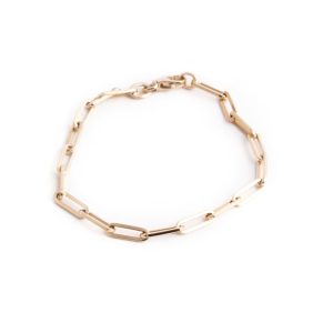 Large Solid Paperclip Chain Bracelet in 14K Yellow Gold