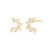 Multi White Quartz Pear Stud Earrings In 14K Yellow Gold