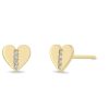 Midi Bitty Pave Diamond Line Heart Studs in 14K Yellow Gold