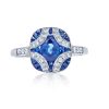 Diamond and Sapphire Argyle Ring in 18K White Gold - Size 7.75