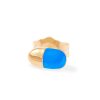 (Single) Tiny Pill Stud in 14K Yellow Gold and Neon Blue Enamel