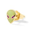 (Single) Alien Stud in 14K Yellow Gold and Enamel