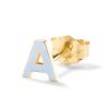 (Single) Enamel "J" Letter Stud in 14K Yellow Gold and Blue Clair Enamel