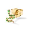(Single) Snake Stud in 14K Yellow Gold and Green Enamel