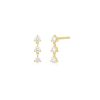Triple Prong Set Diamond Stud Earrings in 14K Yellow Gold