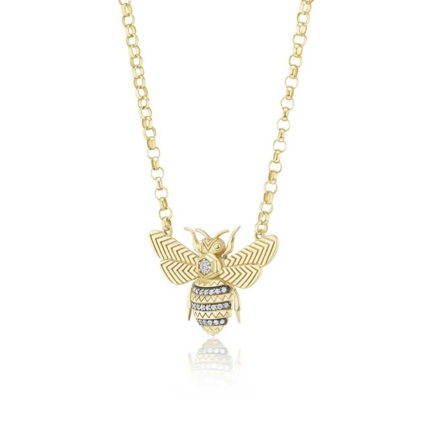 Mini Bee Diamond Necklace in 18K Yellow Gold M. Flynn