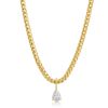 Franco Chain with Pear Diamond Pendant in 18K Yellow Gold