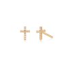 Baby Diamond Cross Stud Earrings in 14K Yellow Gold