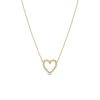 14K Gold Small Open Heart Necklace with Diamonds