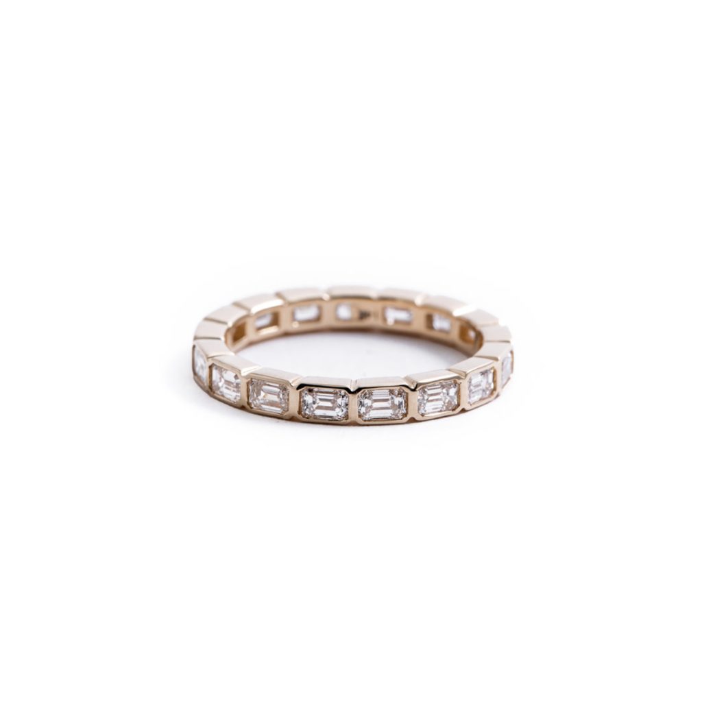 Bezel Set Emerald Cut Diamond Eternity Band