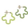 Two Tone Asymmetrical Flower Power Earrings In Lime and Green