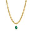Emerald Pear Pendant On Thin Franco Chain in 18K Yellow Gold