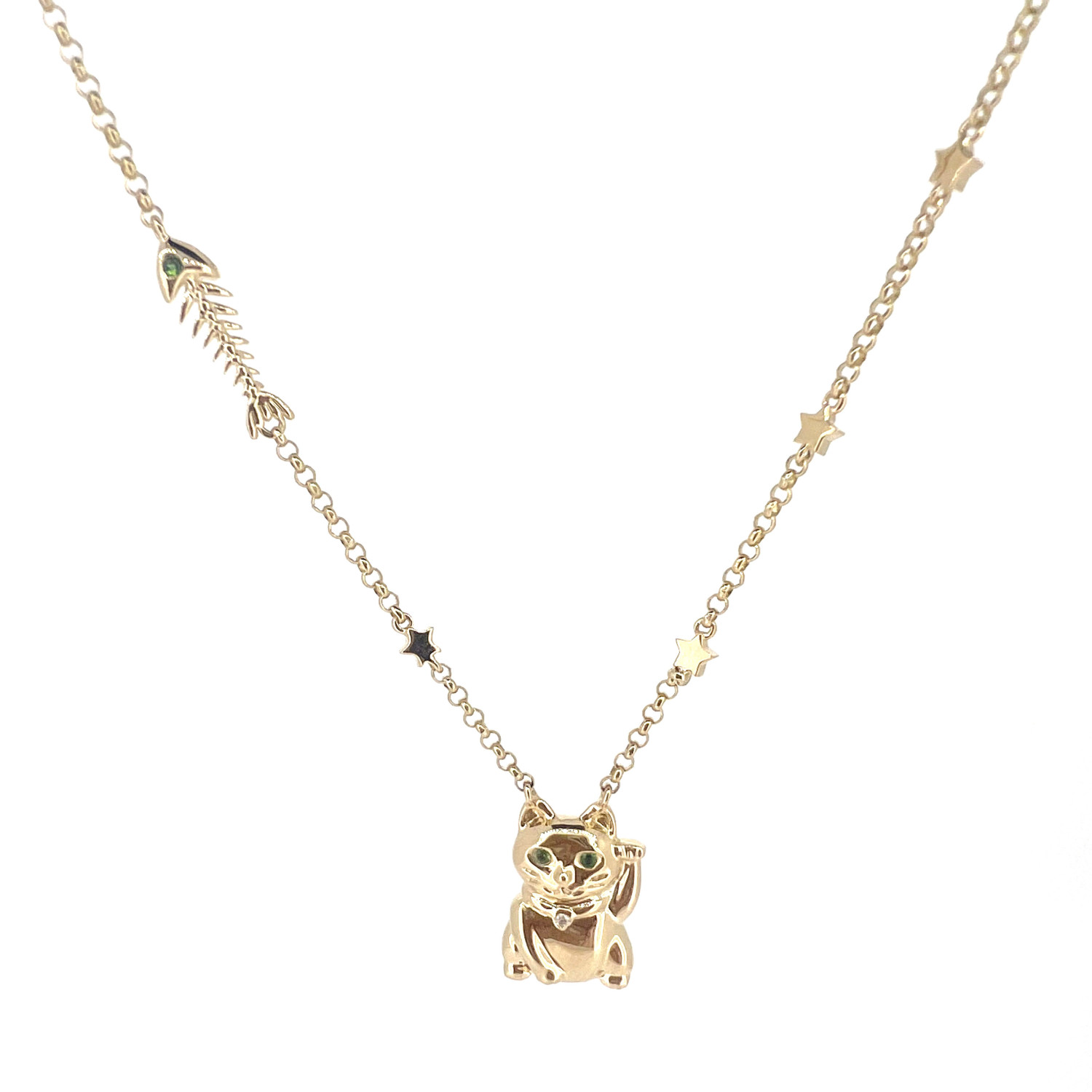 Zirconia Diamond Cat Necklace - 18K White Gold Plated – Meowingtons