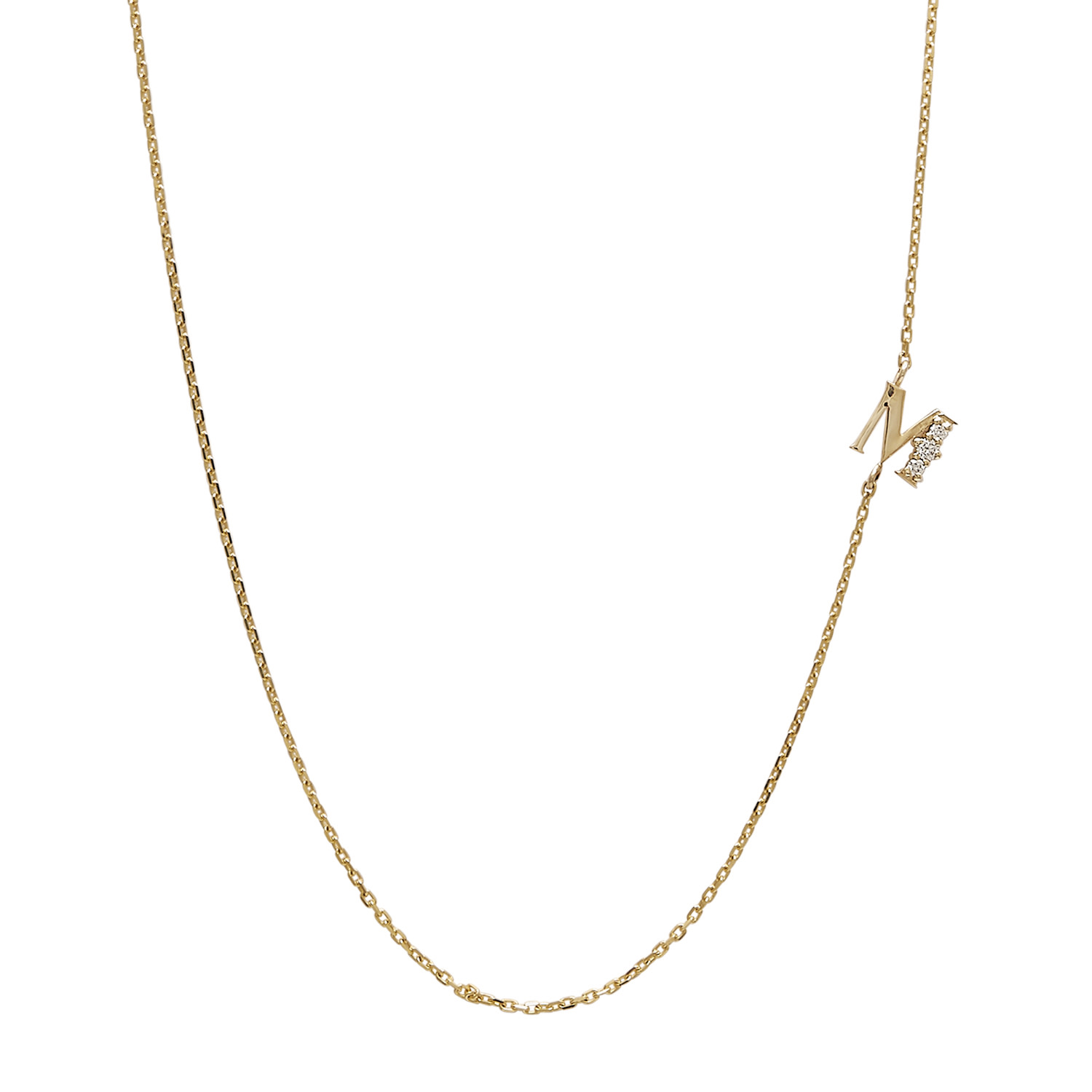 Ava Diamond Initial Necklace In 14K Yellow Gold