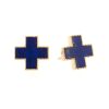 Lapis Inlay Heirloom Studs in 14K Yellow Gold