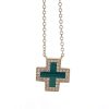 Pave Malachite Inlay Heirloom Necklace in 14K Yellow Gold