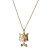 Cat and Bowtie Charm on Large Drawn Cable Chain in 14K Yellow Gold