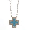 Pave Turquoise Inlay Heirloom Necklace in 14K Yellow Gold