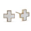 Mother of Pearl Inlay Heirloom Studs 14K Yellow Gold