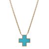 Turquoise Inlay Heirloom Necklace 14K Yellow Gold