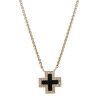 Pave Black Onyx Inlay Heirloom Necklace in 14K Yellow Gold