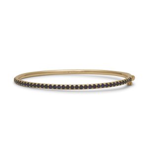 Blue Sapphire Shared Prong Bangle in 14K Yellow Gold