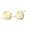 Mini Clover Studs with Green Turquoise in 18K Yellow Gold