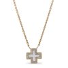 Pave Mother Of Pearl Inlay Heirloom Necklace in 14K Yellow Gold