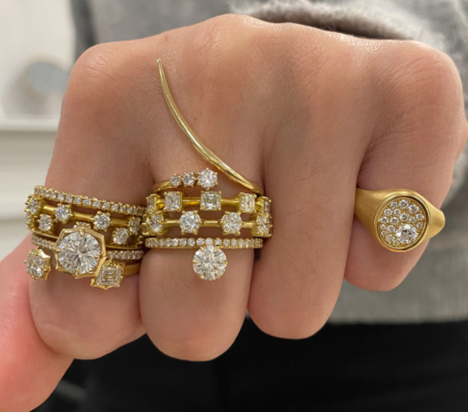 Pave discount signet ring
